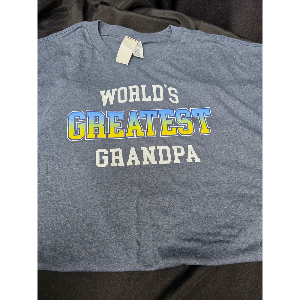 Kohls Mens Worlds Greatest Grandpa Graphic T-Shirt Heather Blue 4XLT NWT